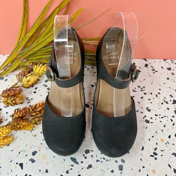 Dansko Dorothy Black Suede Leather Mary Jane Women’s Clog Heels Sz 37 - Picture 3 of 11